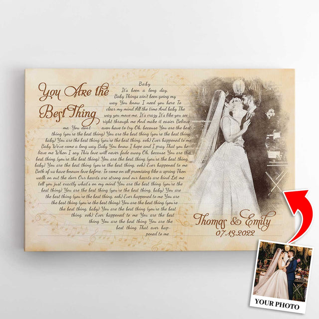 Custom Photo Name Date Heart Song Lyrics Canvas