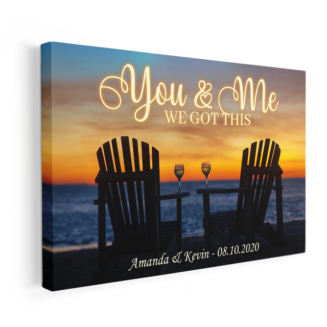 You And Me, We Got This, Custom Name And Date, Sunset Background Canvas Wall Art