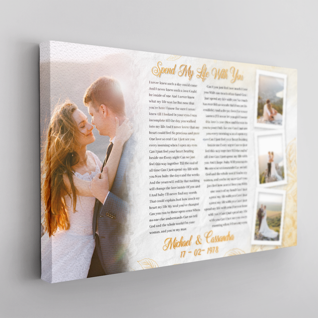 Custom Song Lyrics, 4 Photos, Horizontal Canvas