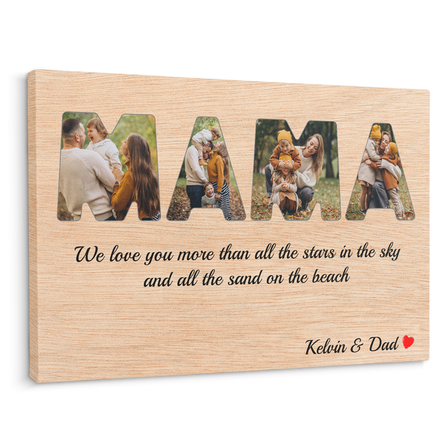 Mama Custom Photo - Customizable Light Wood Background Canvas