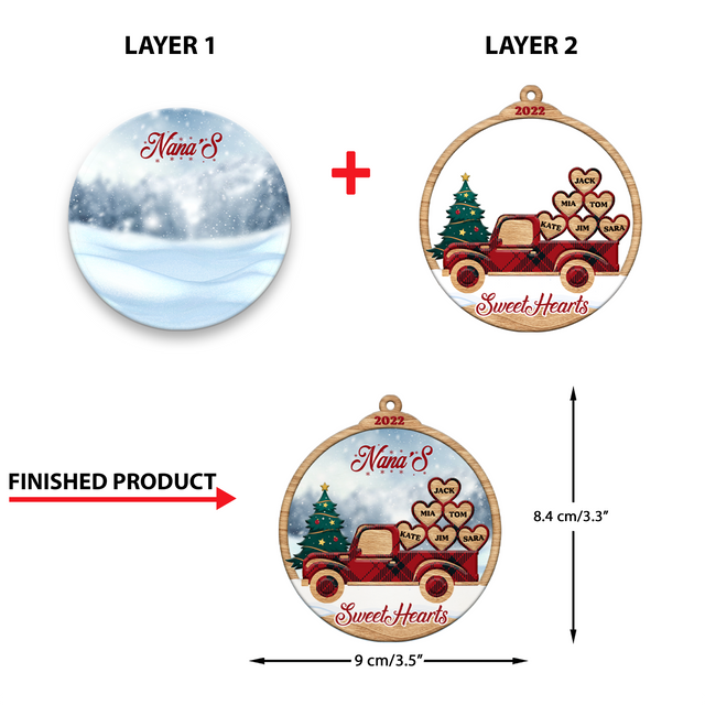 Family Name, Christmas Sweethearts Truck, Christmas Shape Ornament