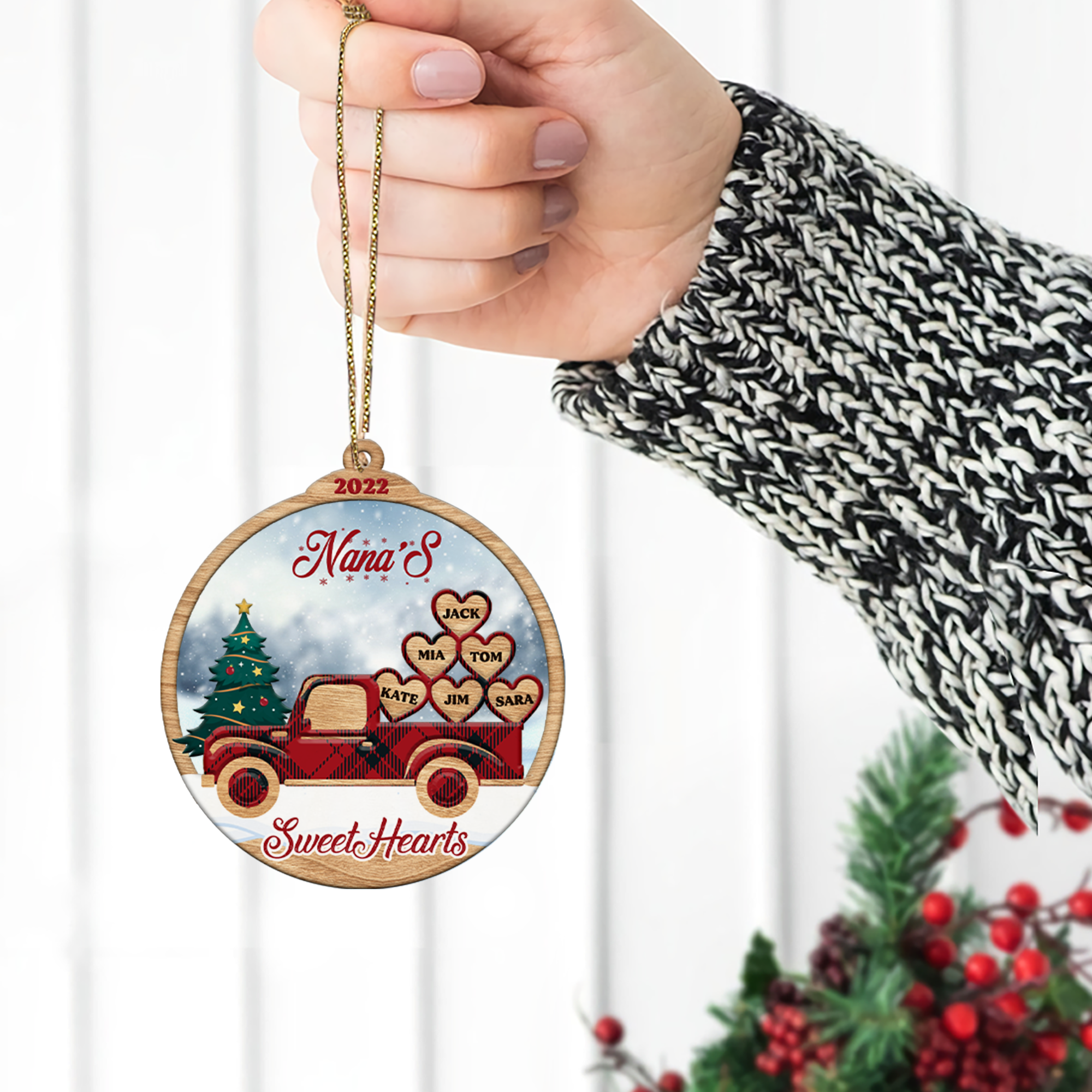 Family Name, Christmas Sweethearts Truck, Christmas Shape Ornament