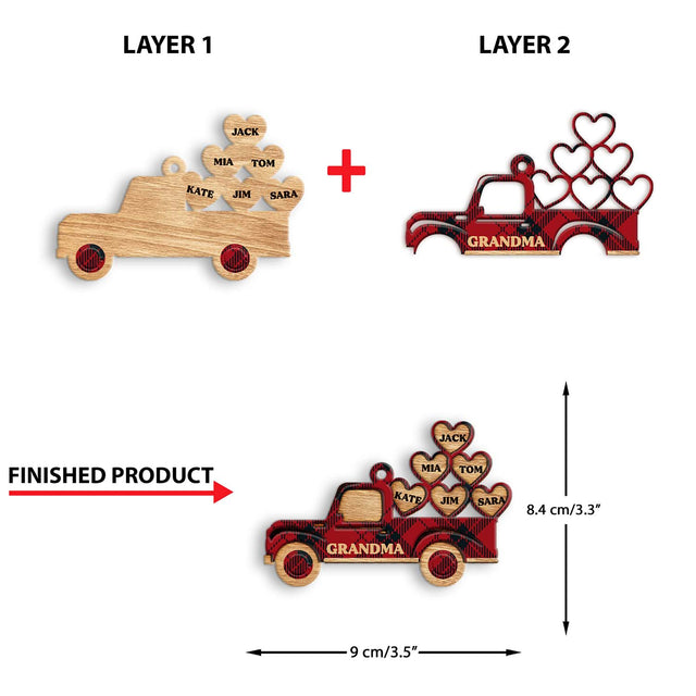 Family Name, Christmas Heart Car, Christmas Shape Ornament
