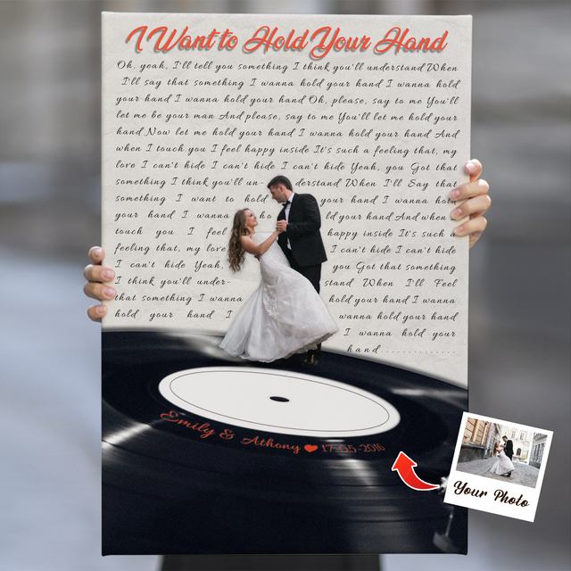 Custom Song Lyrics & Photo, Vinyl Record Canvas Art