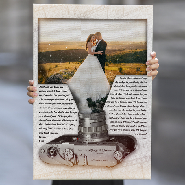 Custom Photo Name Date, Song Lyrics Film Portrait Canvas