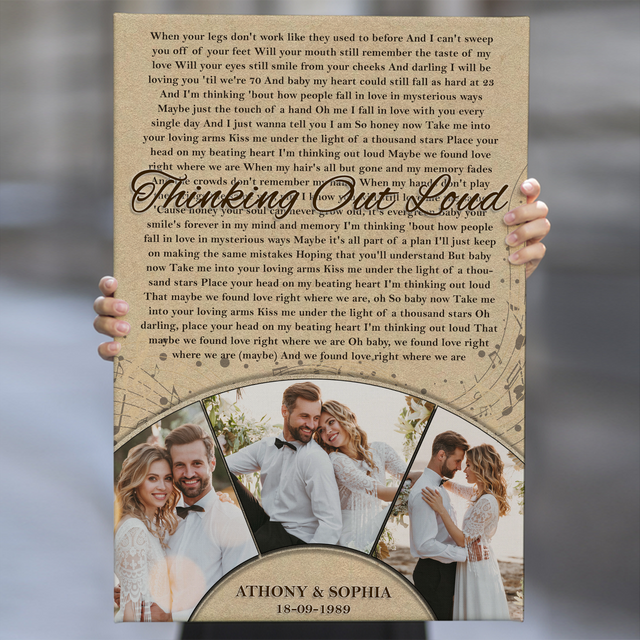 Custom Photo Name Date, Song Lyrics Portrait Canvas