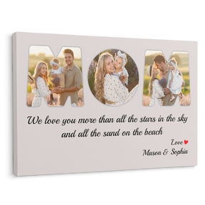 Mom Custom Photo - Customizable Light Grey Background Canvas