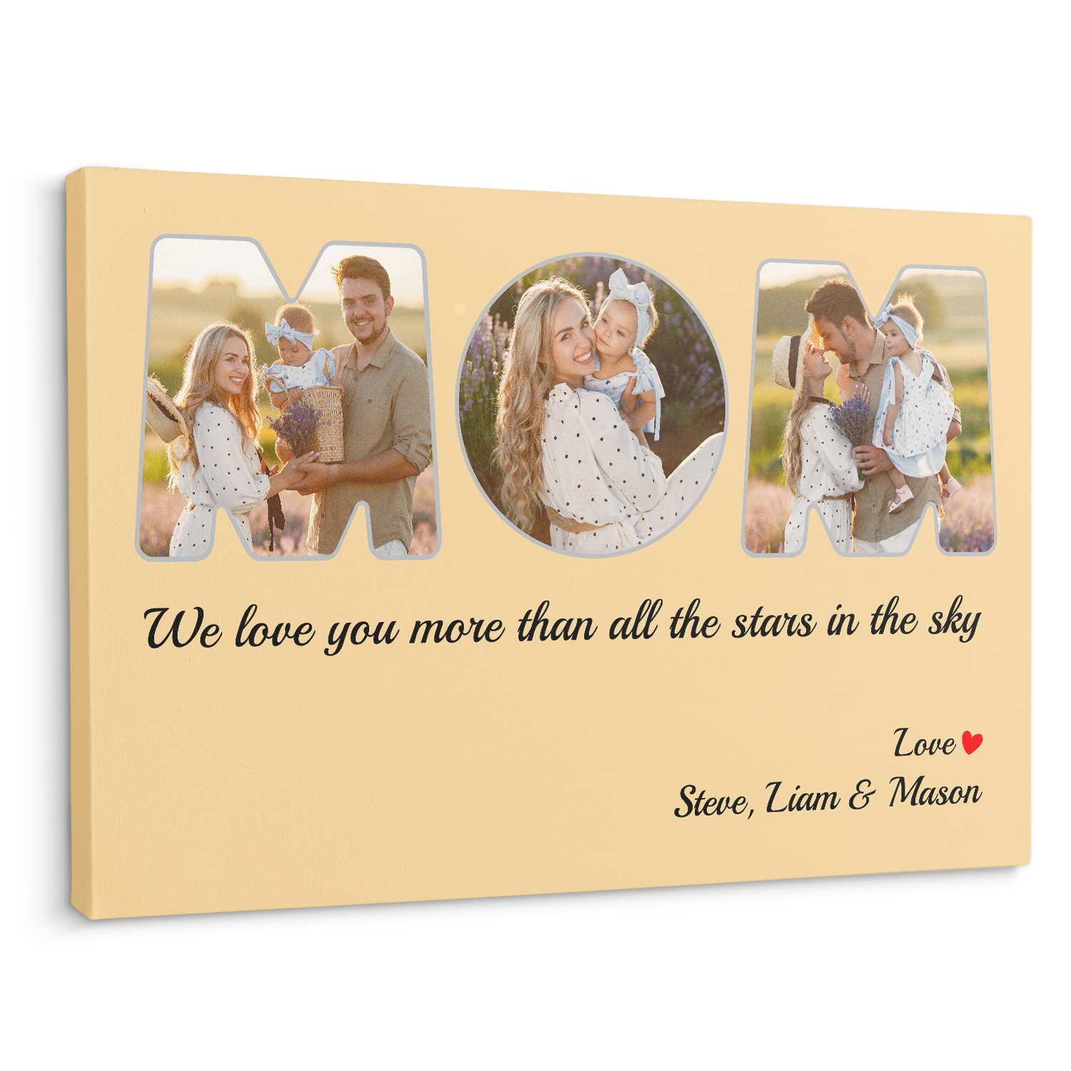 Mom Custom Photo - Customizable Maize Background Canvas