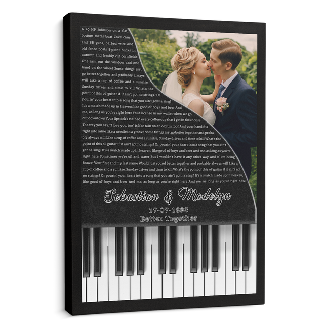 Custom Photo Name Date, Piano Love Song Lyrics Canvas