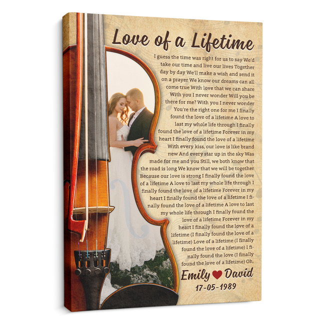 Custom Photo Name Date, Guitar Love Song Lyrics Canvas