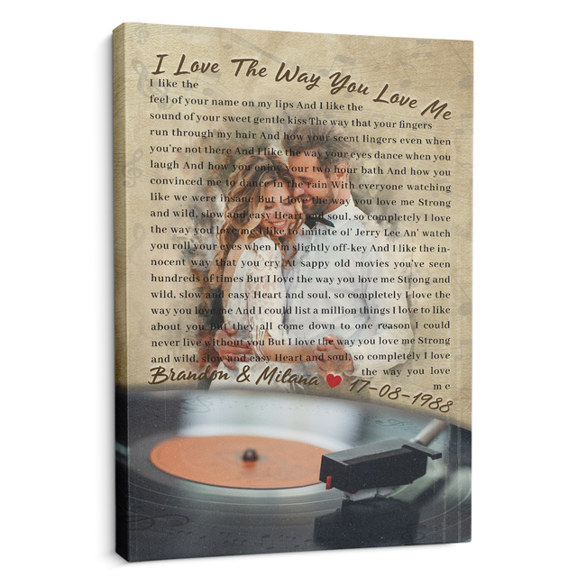 Custom Photo Name Date, Love Song Lyrics Canvas