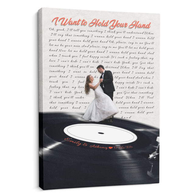 Custom Song Lyrics & Photo, Vinyl Record Canvas Art