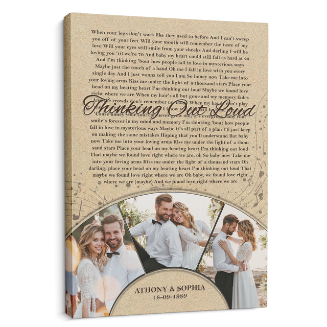 Custom Photo Name Date, Song Lyrics Portrait Canvas