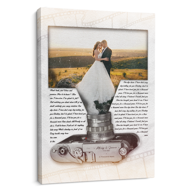 Custom Photo Name Date, Song Lyrics Film Portrait Canvas