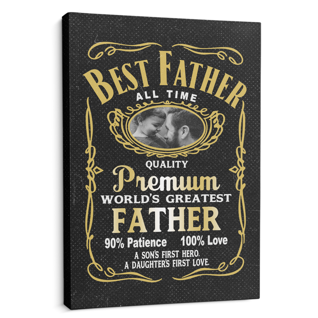 Best Father All Time, Custom Photo, Canvas Art Print