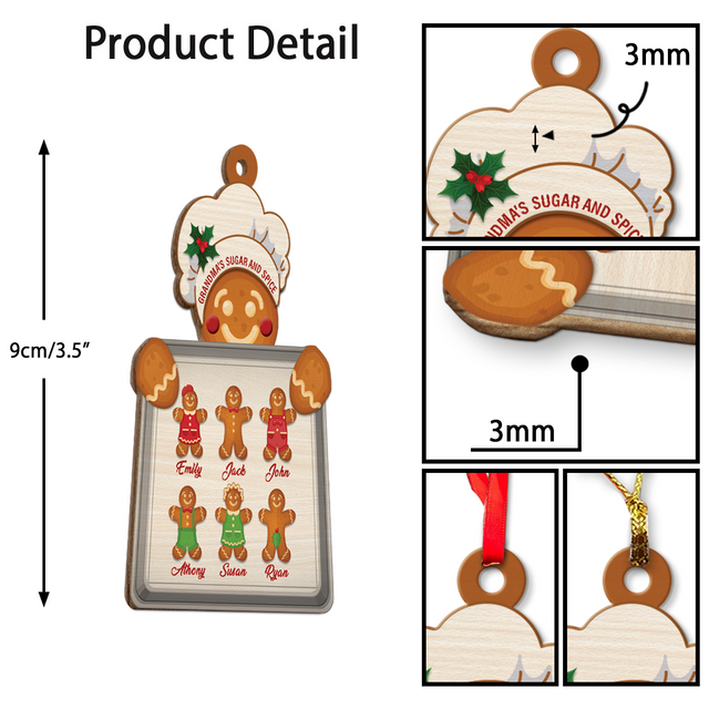 Custom Family Gingerbread Baker Ornament, Christmas Shape Ornament 2 Sides