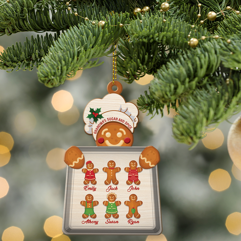 Custom Family Gingerbread Baker Ornament, Christmas Shape Ornament 2 Sides