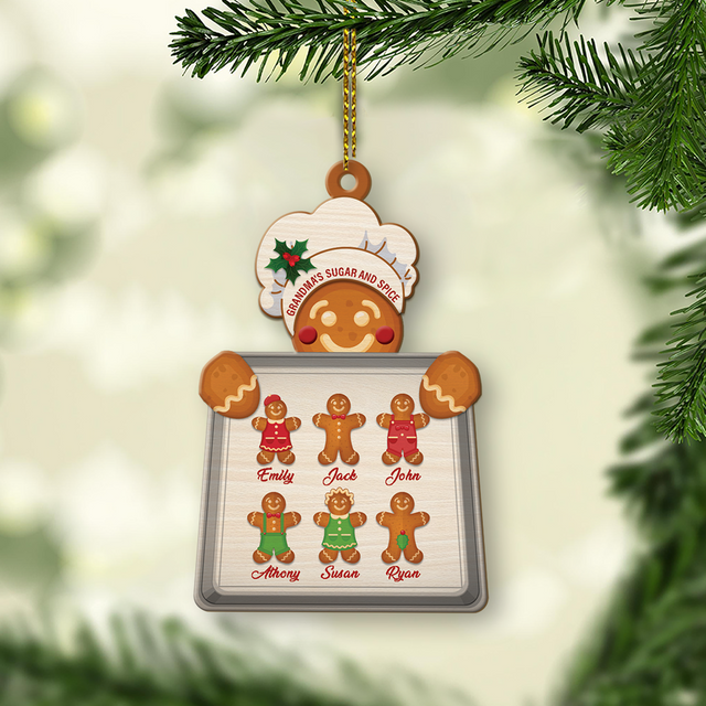 Custom Family Gingerbread Baker Ornament, Christmas Shape Ornament 2 Sides