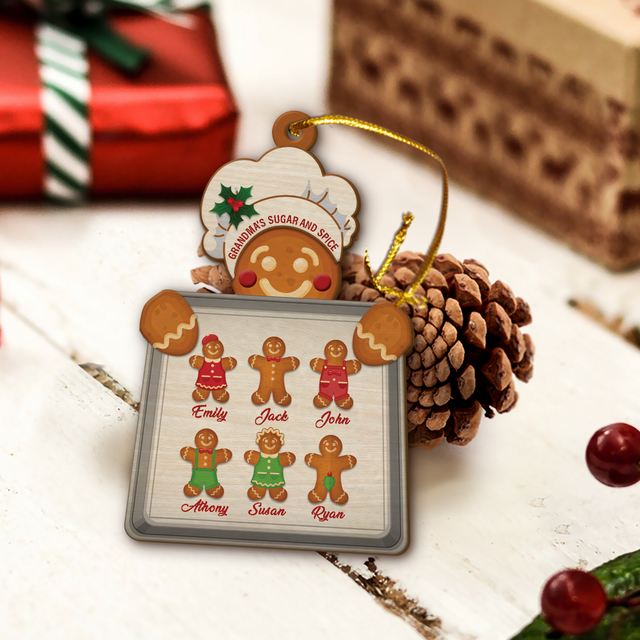 Custom Family Gingerbread Baker Ornament, Christmas Shape Ornament 2 Sides