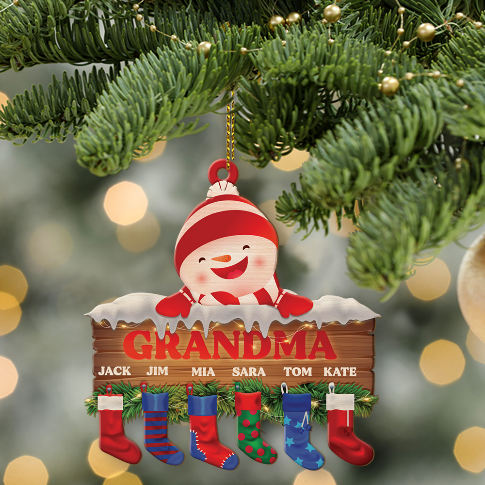 Family Name, Christmas Socks, Christmas Shape Ornament 2 Sides