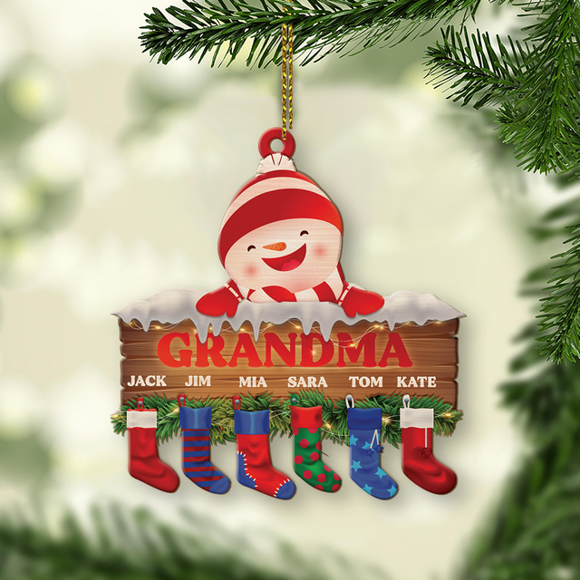 Family Name, Christmas Socks, Christmas Shape Ornament 2 Sides