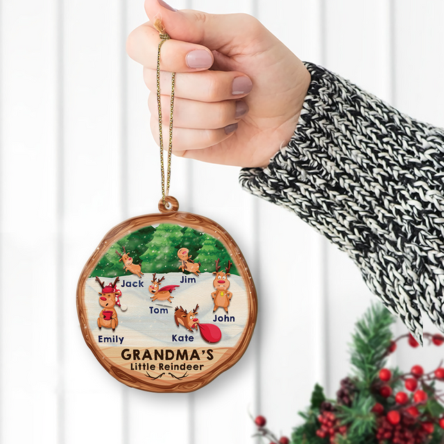 Family Name, Christmas Little Reindeer, Christmas Shape Ornament 2 Sides
