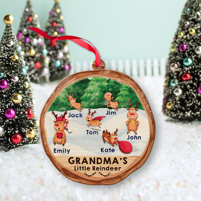 Family Name, Christmas Little Reindeer, Christmas Shape Ornament 2 Sides