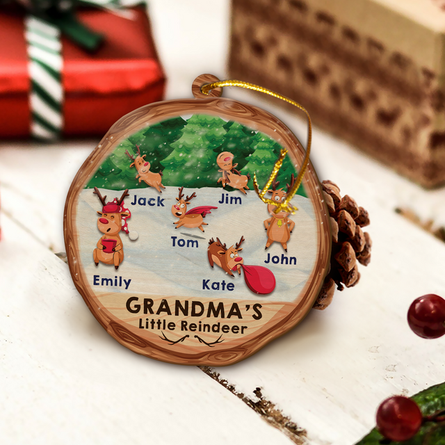 Family Name, Christmas Little Reindeer, Christmas Shape Ornament 2 Sides