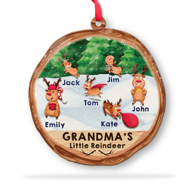 Family Name, Christmas Little Reindeer, Christmas Shape Ornament 2 Sides