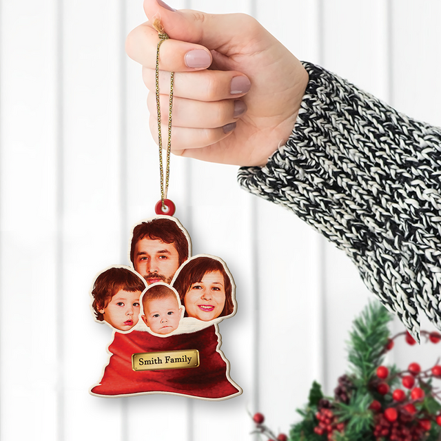 Face From Photo, Family Name, Christmas Gift, Christmas Shape Ornament 2 Sides