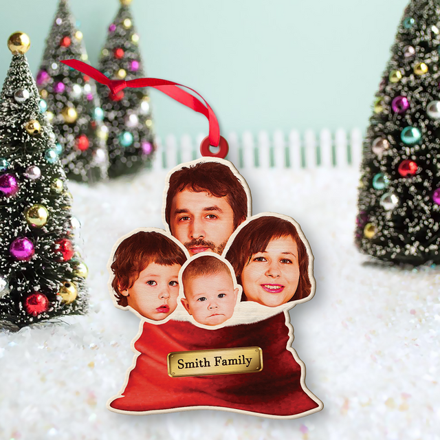 Face From Photo, Family Name, Christmas Gift, Christmas Shape Ornament 2 Sides