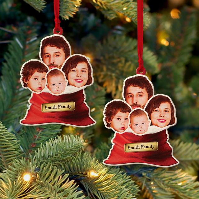 Face From Photo, Family Name, Christmas Gift, Christmas Shape Ornament 2 Sides