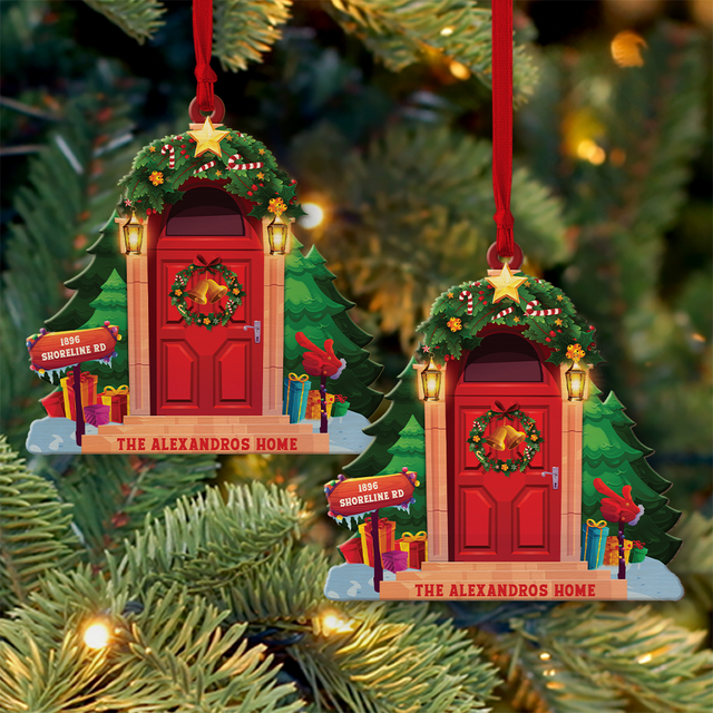 Custom Christmas Door, Christmas Shape Ornament 2 Sides