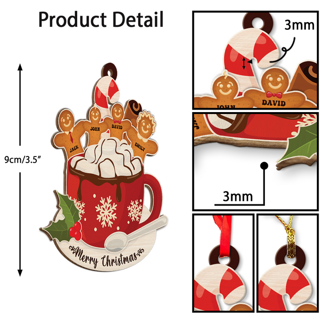 Family Name, Christmas Cup, Christmas Shape Ornament 2 Sides
