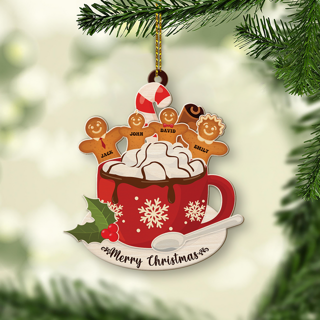 Family Name, Christmas Cup, Christmas Shape Ornament 2 Sides