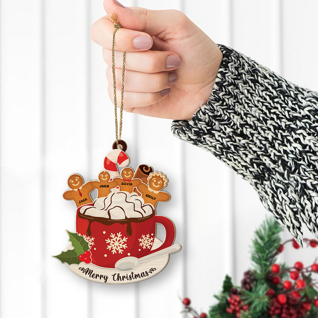 Family Name, Christmas Cup, Christmas Shape Ornament 2 Sides