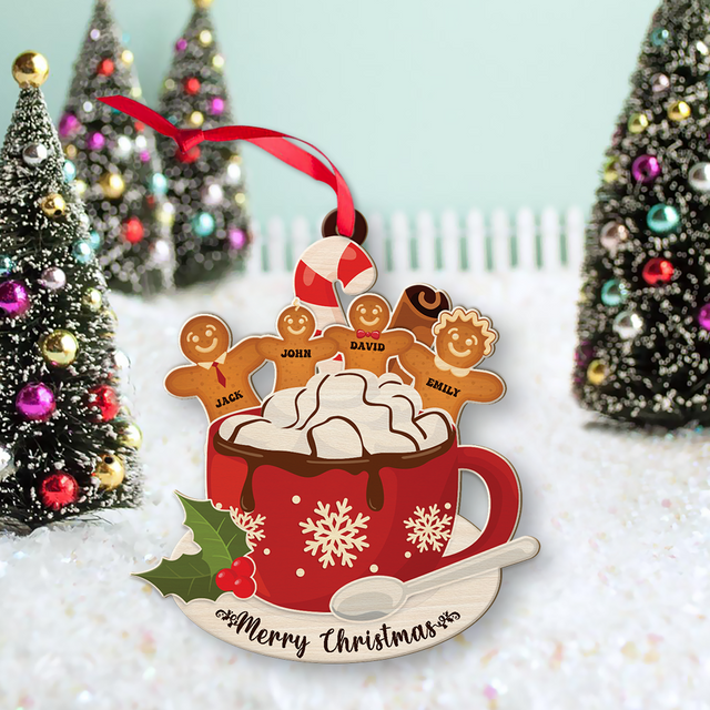 Family Name, Christmas Cup, Christmas Shape Ornament 2 Sides