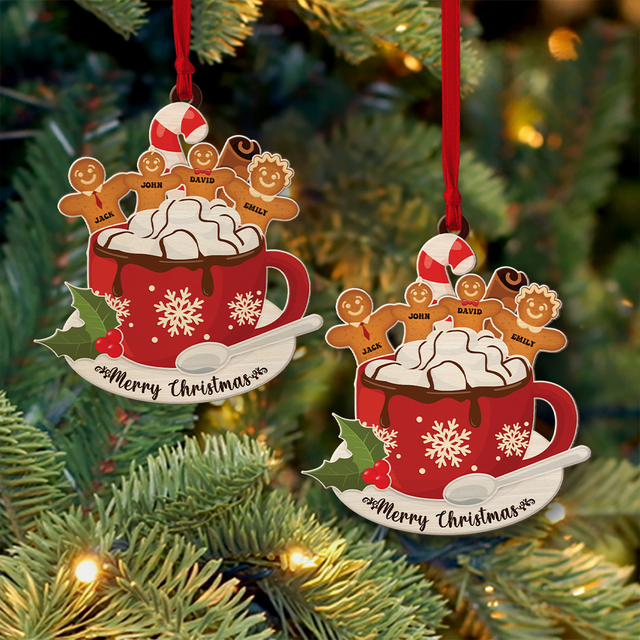 Family Name, Christmas Cup, Christmas Shape Ornament 2 Sides