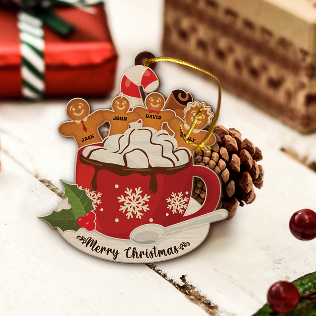 Family Name, Christmas Cup, Christmas Shape Ornament 2 Sides