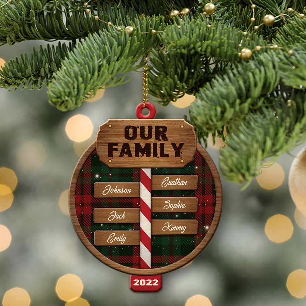 Customized Family Name Signpost Ornament, Christmas Shape Ornament 2 Sides