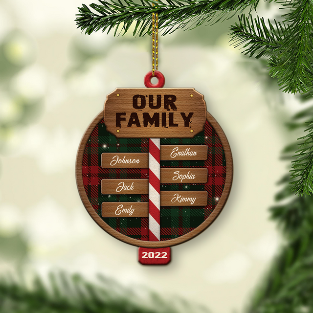 Customized Family Name Signpost Ornament, Christmas Shape Ornament 2 Sides