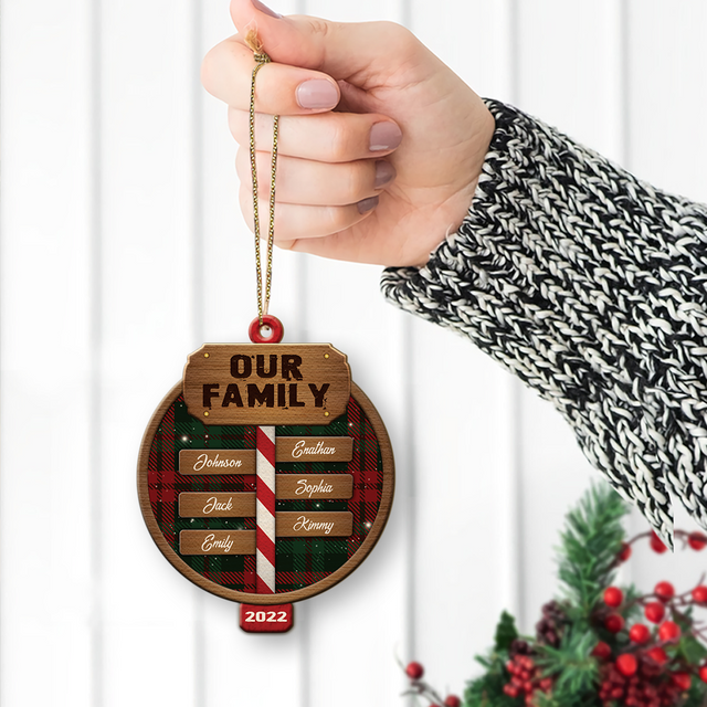 Customized Family Name Signpost Ornament, Christmas Shape Ornament 2 Sides