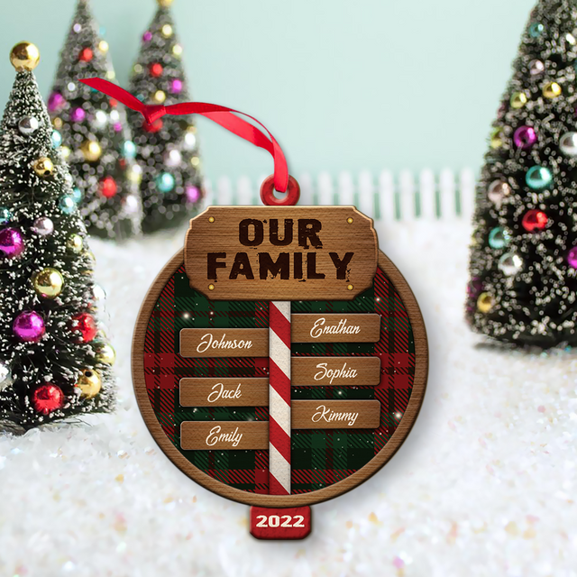 Customized Family Name Signpost Ornament, Christmas Shape Ornament 2 Sides