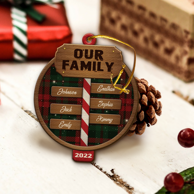 Customized Family Name Signpost Ornament, Christmas Shape Ornament 2 Sides