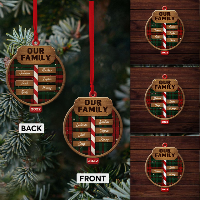 Customized Family Name Signpost Ornament, Christmas Shape Ornament 2 Sides