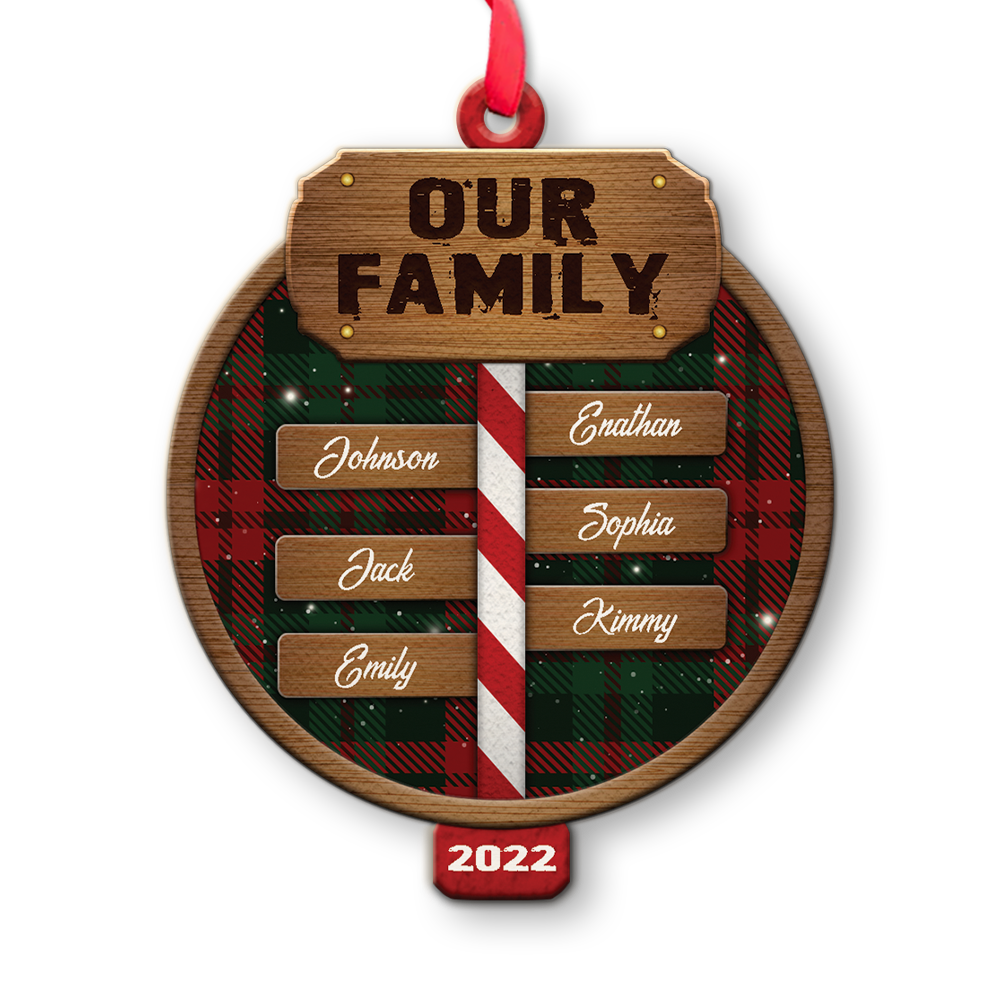 Personalized Wooden Family Tree Christmas Ornaments