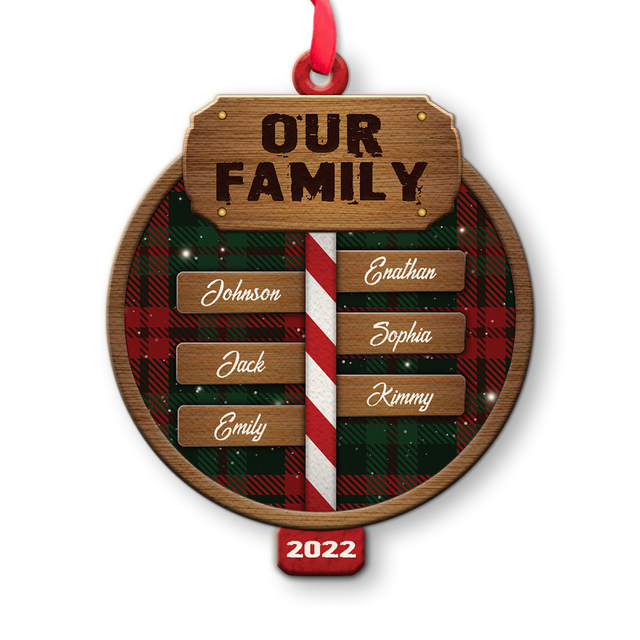Customized Family Name Signpost Ornament, Christmas Shape Ornament 2 Sides