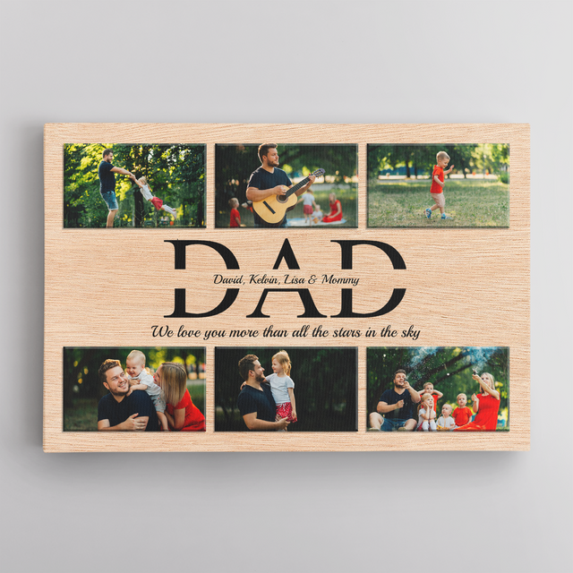 Dad Custom Text and Photo - Personalized Light Grey Background Canvas