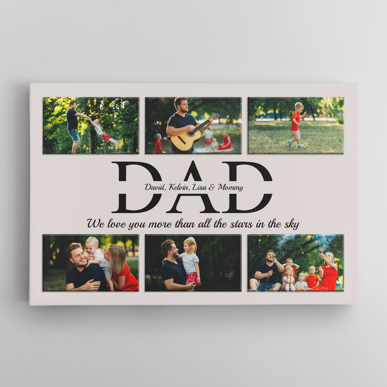 Dad Custom Text and Photo - Personalized Light Grey Background Canvas