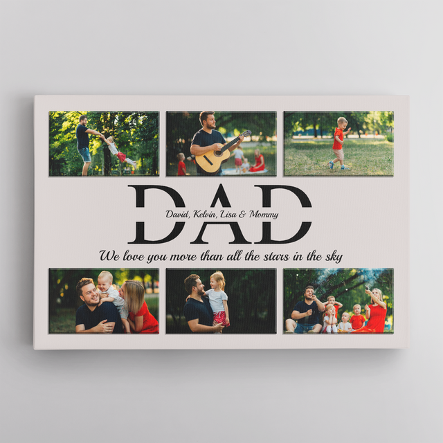 Dad Custom Text and Photo - Personalized Light Grey Background Canvas